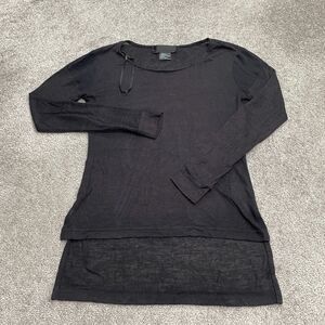 Kardashian Collection Hi-Lo Lightweight Sweater Womens Small Black Knit Mesh Top